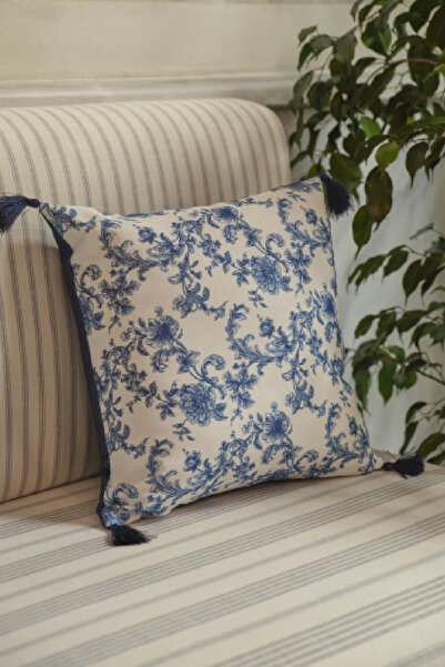 Karaca Home Perna Umpluta cu ciucuri Rosario 45X45 cm Albastru Alb