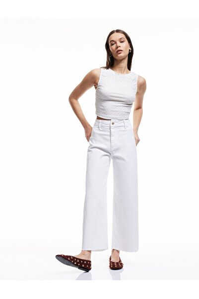 Koton Białe damskie spodnie jeansowe 5SAL40007MW