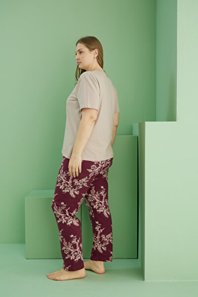 Siyah İnci Σετ πιτζάμες από βαμβακερό σχέδιο μινκ Curve Plus Size Oversize 25113813