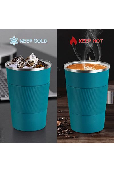 COOYA Portable Stainless Steel Coffee Mug, Leak proof and Non-slip, Ideal for Office and Trips