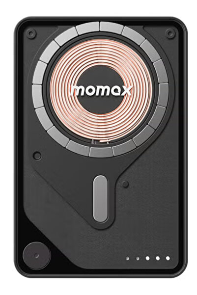 Momax 1-Power X PRO 5000mAh Magnetic Wireless Power Bank with Stand and Built-in USB-C Cable - Black