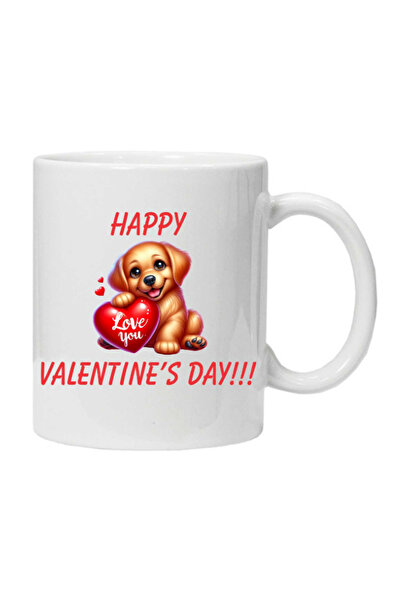 OEM Cana albă personalizată „Puppy happy Valentine’s Day”, INOVATIX®. 330 ml
