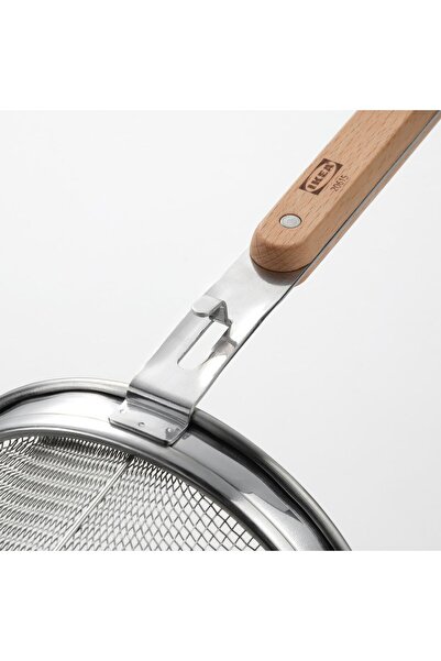 IKEA VARDAGEN Noodle strainer, stainless steel/beech, 30 cm