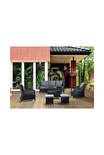 mobilyabazari Rattan Bahçe Mobilyası (SALON, BALKON, CAFE OFİS) 3 1 1 Masa 2 Puf