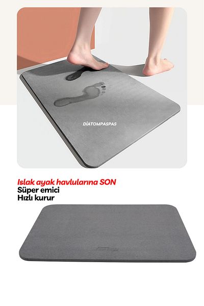 DİATOMPASPAS Diatom Super Absorbent Magic Hygienic Mat Diatomite Mat Diatom Bathroom Ablution Mat