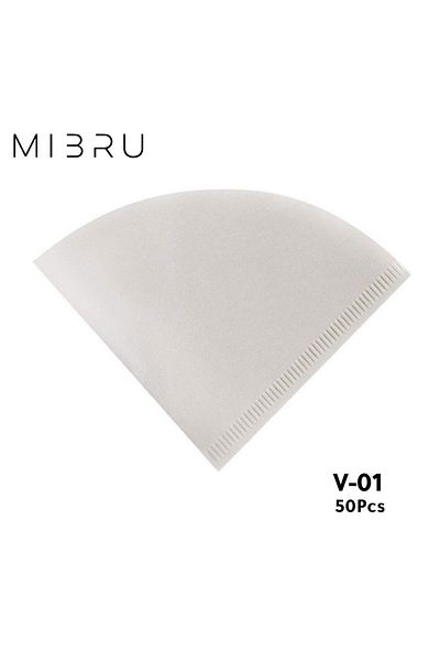MIBRU V60 Coffee Filters Size 01 – 50pcs White Cone Paper Filters for Pour-Over Brewing