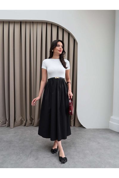 ESRAHELVACI Short Sleeve Flared Skirt Dress