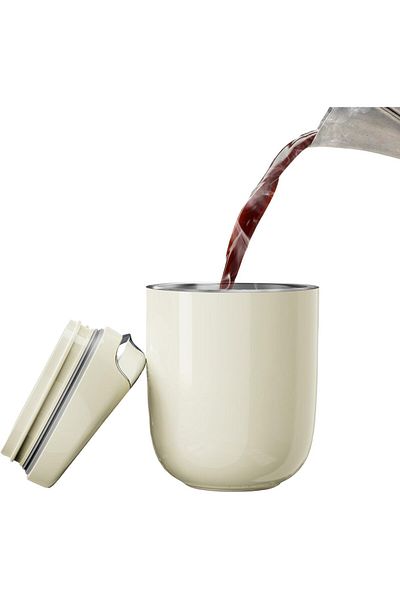 COOYA كوب قهوة للسفر، كوب قهوة مزدوج الجدار، 220 مل مفرغ من الهواء، من الفولاذ المقاوم للصدأ مع غطاء مانع للتسرب
