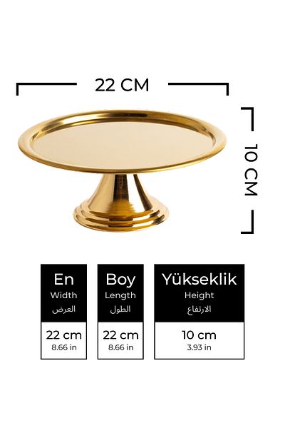 Fiyakalı Ürünler Atölyesi 2-Piece Gold Round, Stylish Cake, Cake, Cookie and Dessert Serving Presentation Stand with Legs