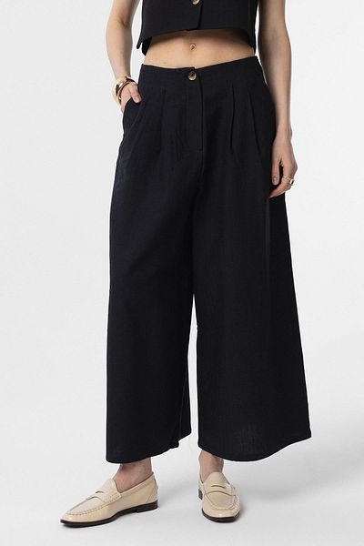 Antioch Black Linen Blend Women's Culotte Trousers