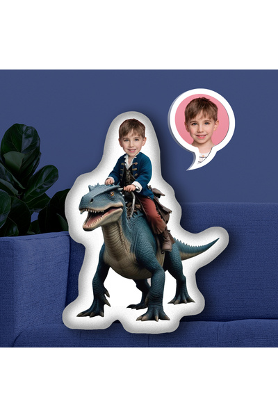 EJOYA Kişiye Özel Fotoğraflı Ben ve Dinazor Oyuncak Peluş Yastık 114963