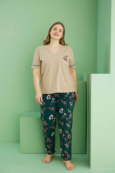 Siyah İnci Set pijamale din bumbac cu model de nurcă Curve Plus Size Oversize25113817