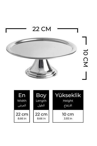 Fiyakalı Ürünler Atölyesi 2-Piece Silver Round, Stylish Cake, Pastry, Cookie and Dessert Serving Presentation Stand with Pedestal