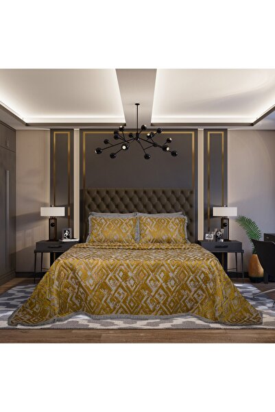 Lidoma Home CELIA JAKAR CIFT KISILIK țesătură pichet SET GALBEN