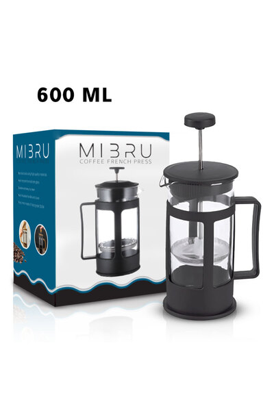 MIBRU مكبس فرنسي 600 مل - ماكينة تحضير القهوة والشاي مصنوعة من زجاج مقاوم للح...