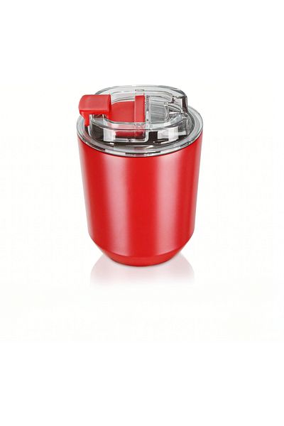 COOYA 10 oz Travel Coffee Mug with Lid, Vacuum Leak Proof Reusable Double Walled Tumbler(Red)