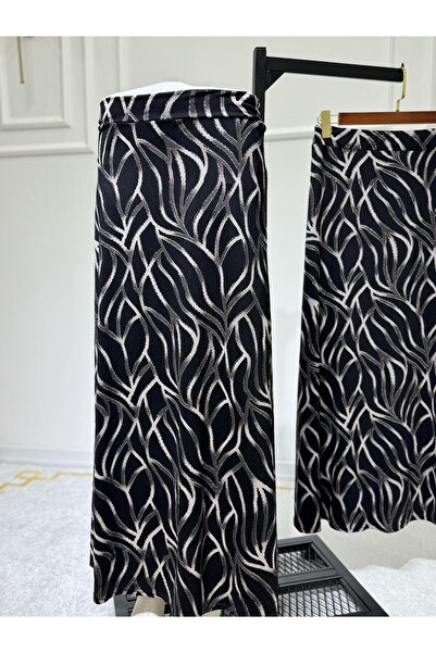 ModaMinar Γυναικεία Φούστα Ψαριού με Μοτίβο Κρυστάλλινο Βαμβακερό Ύφασμα Ελαστικό Plus Size