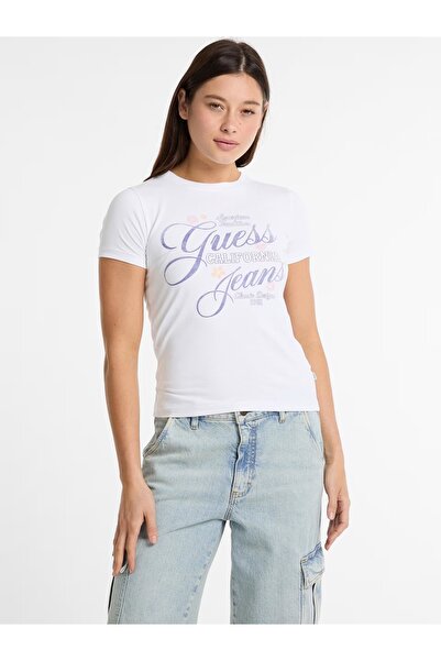 Guess Jeans Γυναικείο λευκό μπλουζάκι w5gl24 Guess jeans