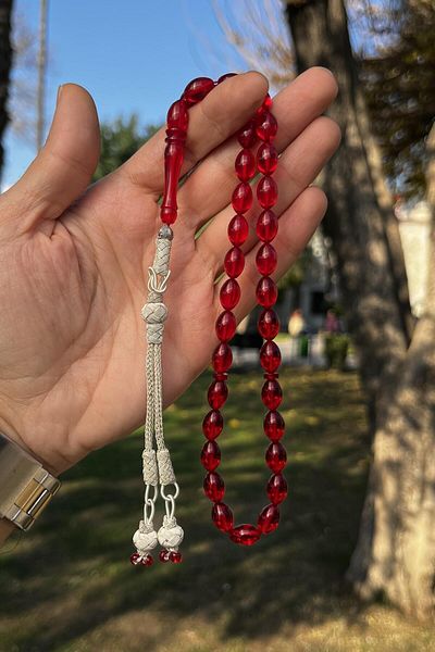 dergah tesbih Red Hastacin Ateş-i Amber Prayer Beads