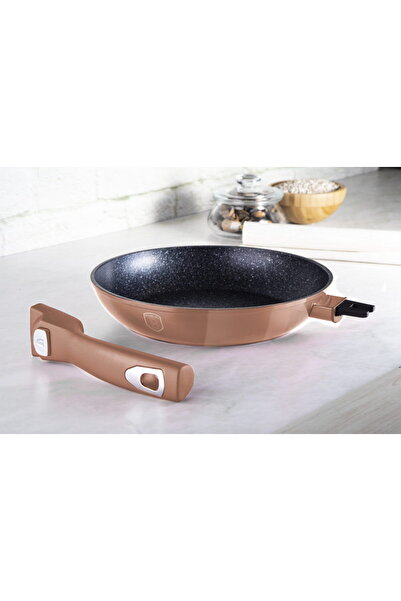 Berlinger Haus Frying pan with removable handle + lid 28 cm Rosegold Metallic Line
