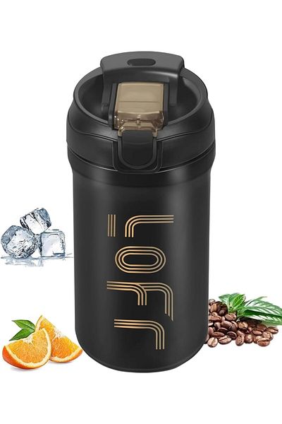 COOYA كوب قهوة للسفر، سعة 21 أونصة، معزول بالفراغ، مقاوم للانسكاب، مع غطاء وقشة، مصنوع من الفولاذ المقاوم للصدأ وقابل لإعادة الاستخدام