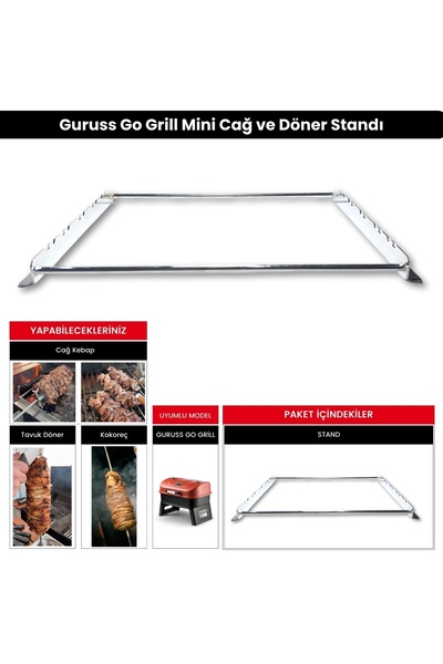 Meaty Cheesy Barbekü Mangal Mini Cağ ve Döner Şiş Standı (Krom Kaplı)