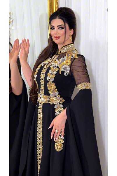 ZENABİYEM Zena Fashion Özel Tasarım Gold Işlemeli Kaftan