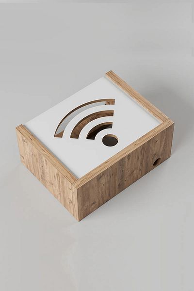 BayMob Wall Organizer Wooden Decorative Atlantic Wifi Box