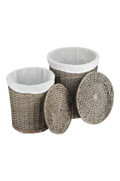 HONEYBEE 2-Piece Round Laundry Hamper Willow