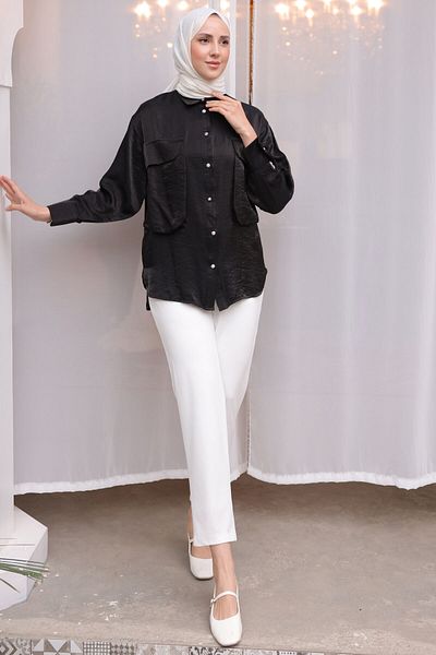 giyze Large Pocket Detailed Shirt Black 2081