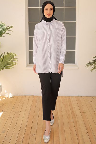giyze Striped Shirt White 12025