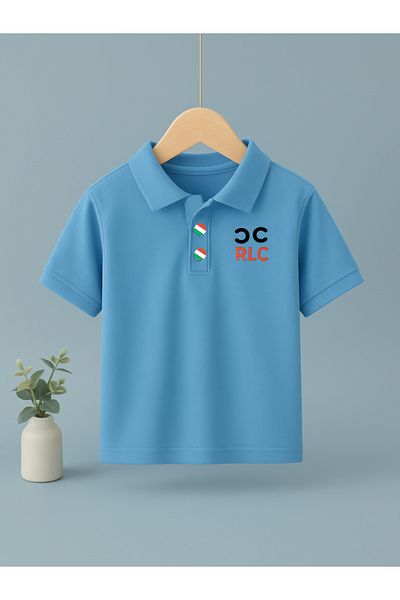 ROSAMİNA Tricou pentru copii unisex albastru din bumbac cu gât polo