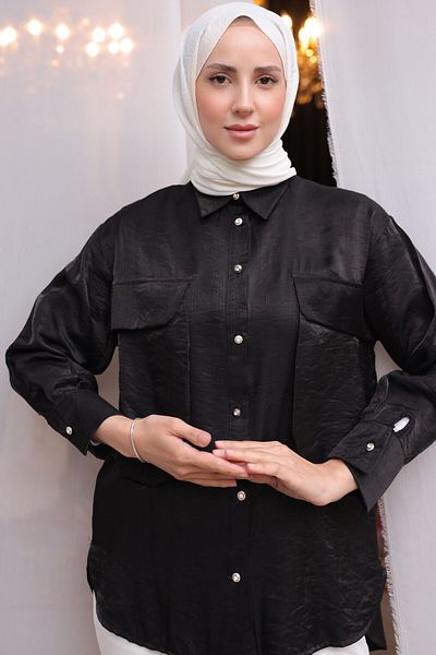 giyze Large Pocket Detailed Shirt Black 2081