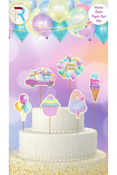 party world Pasta Üstü Figür Kürdan Süsleri – 6’lı Paket | Temalı Parti Cupca...