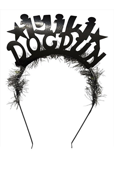 kidspartim Srećan rođendan, crni tekst, metalna kruna