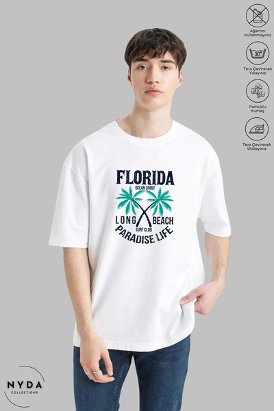Nyda Collections Unisex majica kratkih rukava sa okruglim izrezom, Florida pr...