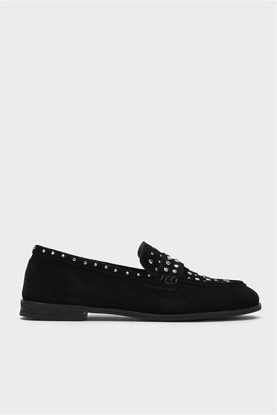 Milaura Women's Black Zimbali Suede Genuine Leather Loafer 20452
