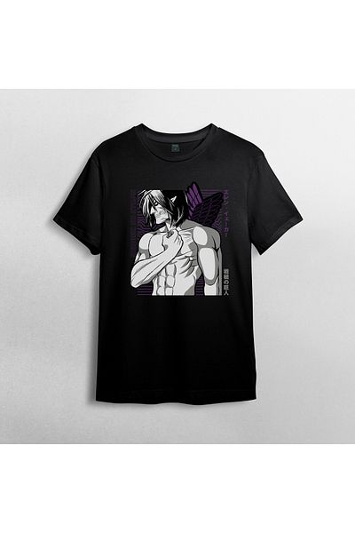 Pixxa Attack On Titan Eren Jaeger_ Unisex 100% βαμβακερό μπλουζάκι με λαιμόκοψη μοντέλο 2