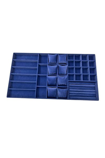 MeGass Dekor Domestic Production Special Order 70/38 cm Suede Coated Navy Blue Color Drawer Jewelry Organizer