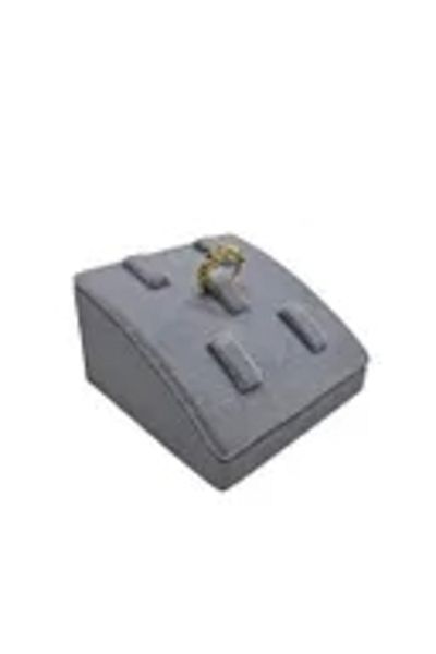 MeGass Dekor Domestic Production Suede Fabric Grey Color Multiple Ring Display Stand