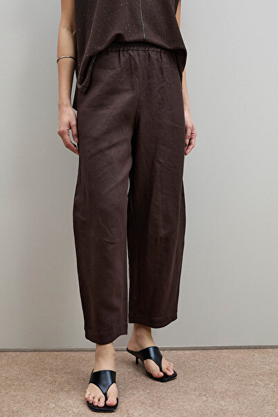 Serianno %100 Keten Yüksek Bel Pantolon
