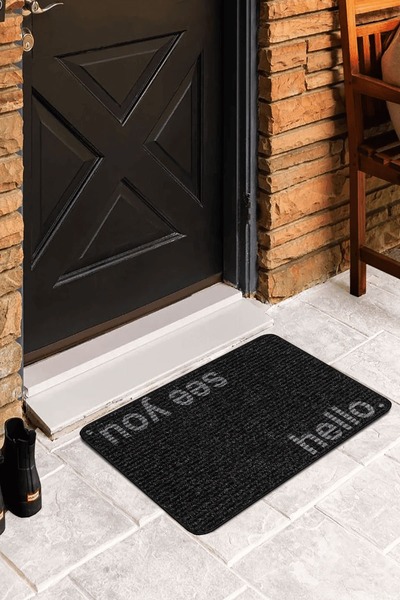 Genel Markalar Siyah Hello Bye Kapı Önü Paspası KP22