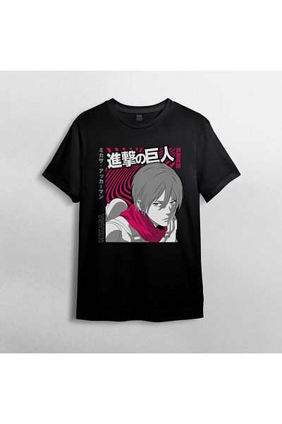 Pixxa Attack On Titan Mikasa Ackerman Unisex 100% βαμβακερό μπλουζάκι με λαιμόκοψη μοντέλο 1