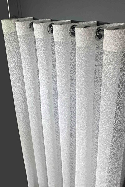 Taç Ecru Cream Illusion Rustic Eyelet Tulle Curtain