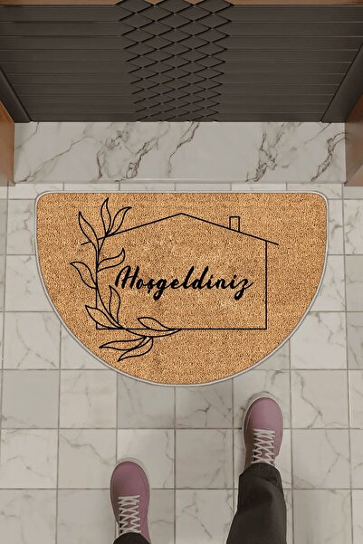 Genel Markalar Bej Hoşgeldiniz Yuvarlak Kapı Önü Paspası KP37