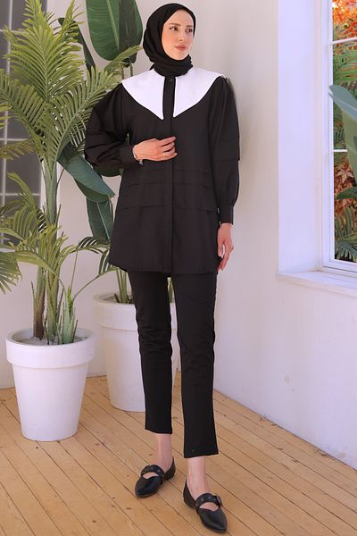 giyze Pointed Collar Shirt Black 2068