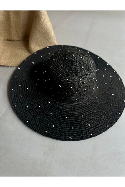 moneta boutique Women's Adjustable Stone Straw Hat