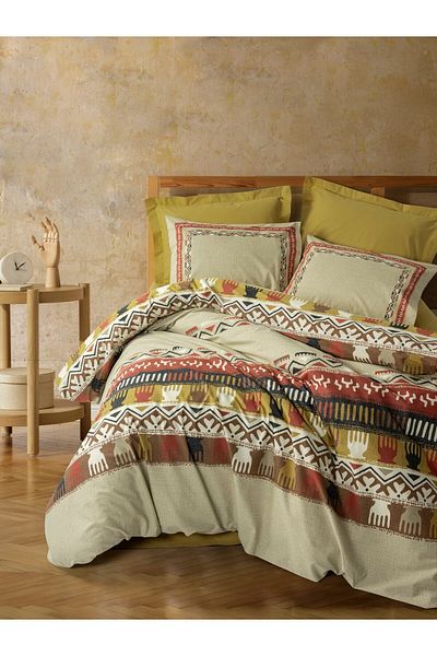 Cotton Box Ethnic Σετ Παπλωματοθήκη Μονή Magnus Mustard