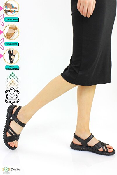 Mammamia Kadın Hakiki Deri Düz Taban Ortopedik Günlük Sandalet M25/YS-CESS