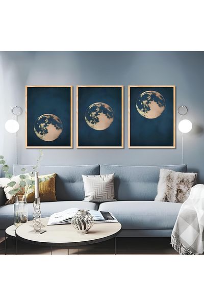 woodhomeworks Дървена рамка за абстрактна картина от 3 части за дома, хола, спалнята, балкона, декорацията Qmrc45